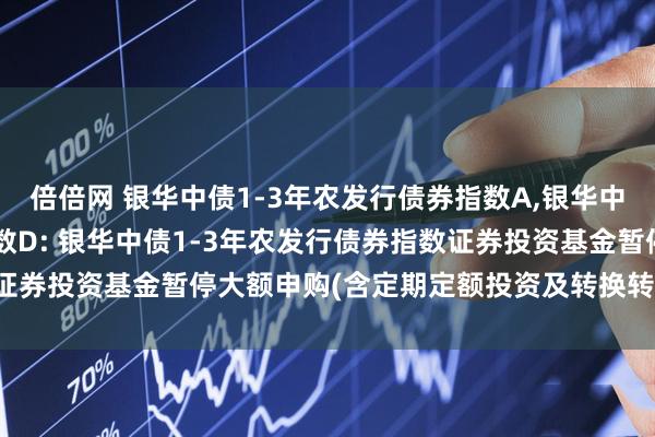 倍倍网 银华中债1-3年农发行债券指数A,银华中债1-3年农发行债券指数D: 银华中债1-3年农发行债券指数证券投资基金暂停大额申购(含定期定额投资及转换转入)业务的公告